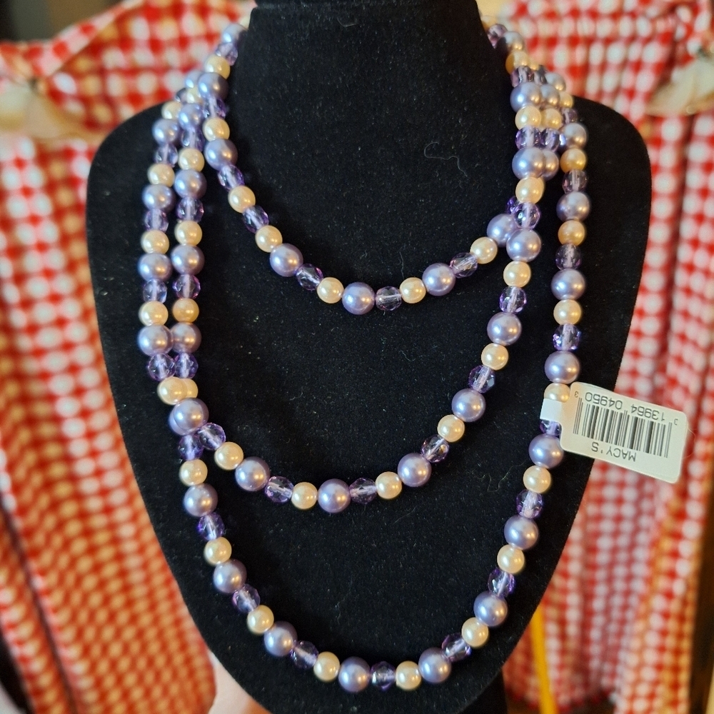Macy's Purple and Cream Pearl Necklace